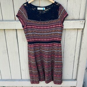 Antropologie Sparrow Knit Dress Bohemian Y2K Colorful Size Large